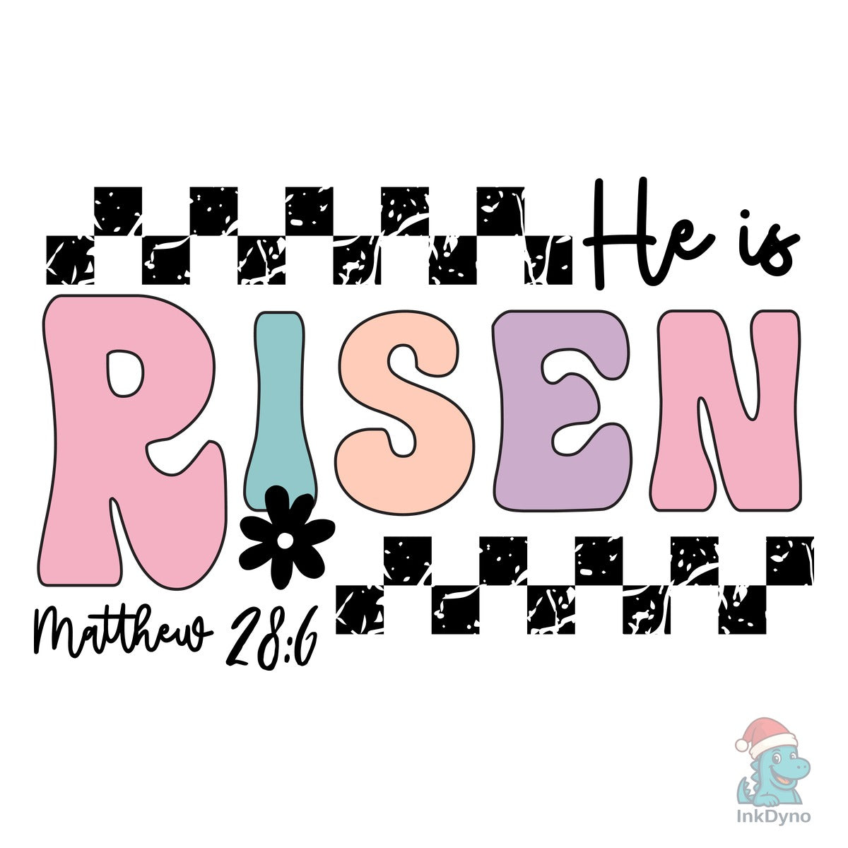 Retro He is Risen Easter Checkered