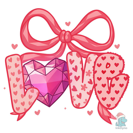 Cute Valentine Love & Crystal Heart - DTF Transfer