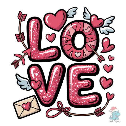 Glitter Love Valentine Hearts - DTF Transfer
