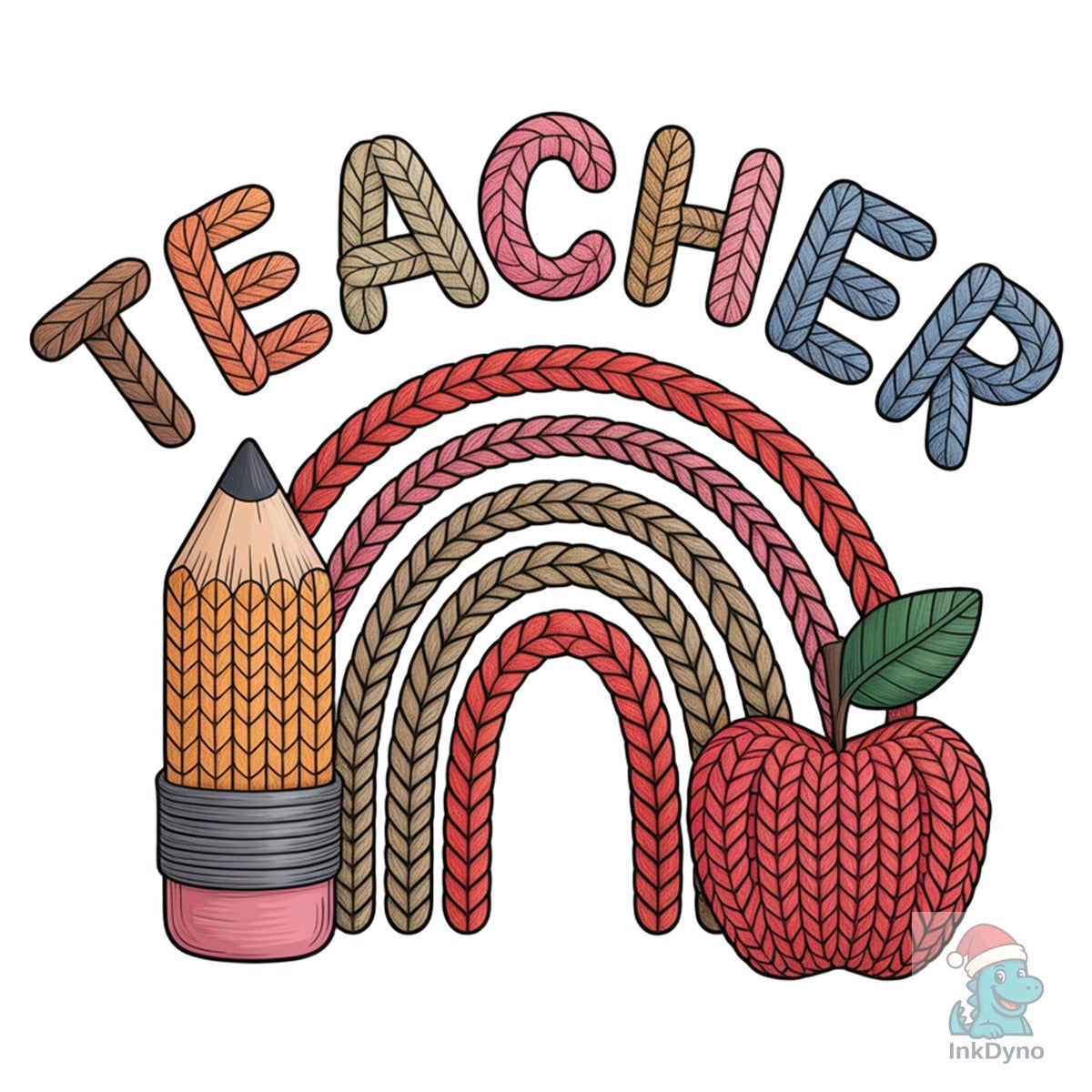 Teacher Faux Yarn Crochet Rainbow T