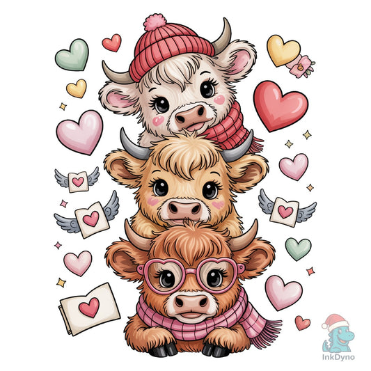 Highland Cow Valentine Valentine's - DTF Transfer