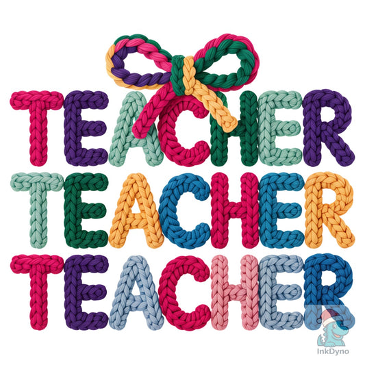 Knitted Coquette Teacher Typography - DTF Transfer