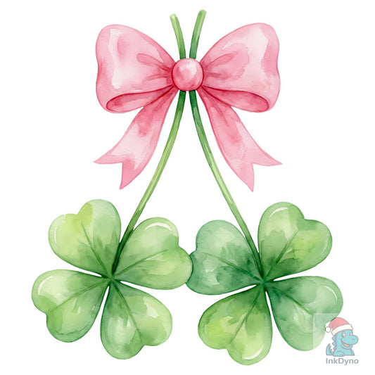Watercolor Shamrock Bow St Patrick's - DTF Transfer