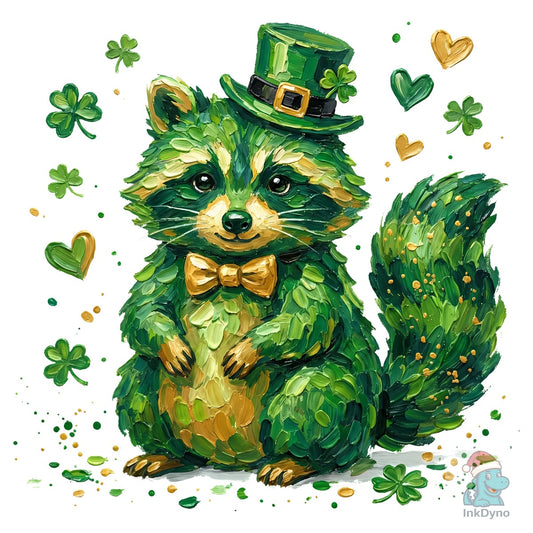 St Patrick's Day Painted Raccoon - DTF Transfer