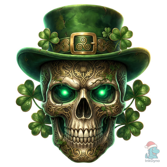 St Patrick's Day Skull Shamrocks - DTF Transfer