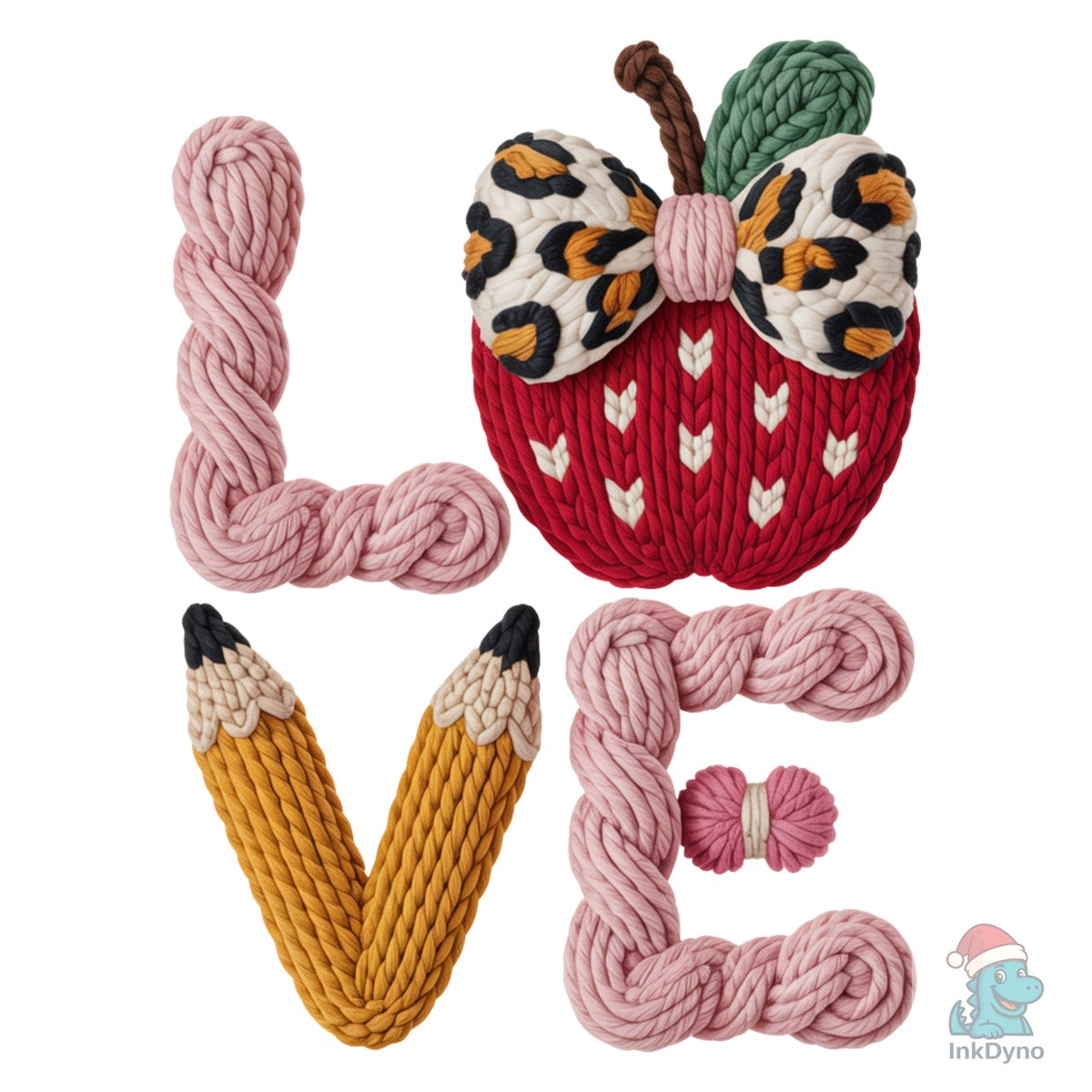 Knitted Leopard Love Teacher Apple