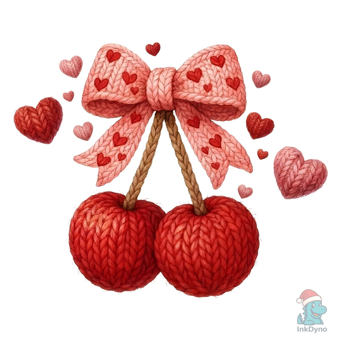 Valentine Cherry Bow Crochet Faux Yarn