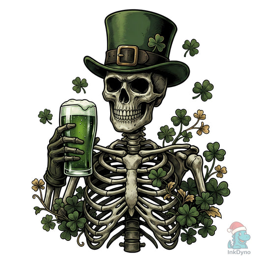 Funny St Patrick's Day Skeleton Beer - DTF Transfer