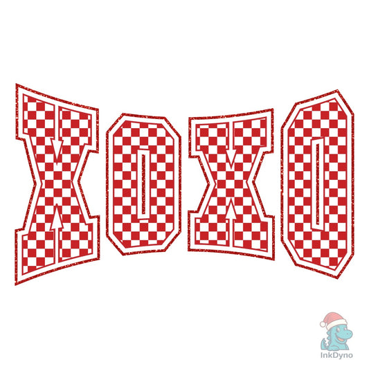 Retro Checkered Valentine XOXO Varsity - DTF Transfer