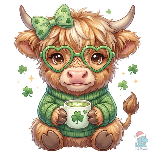 St Patrick's Day Lucky Highland Cow - DTF Transfer