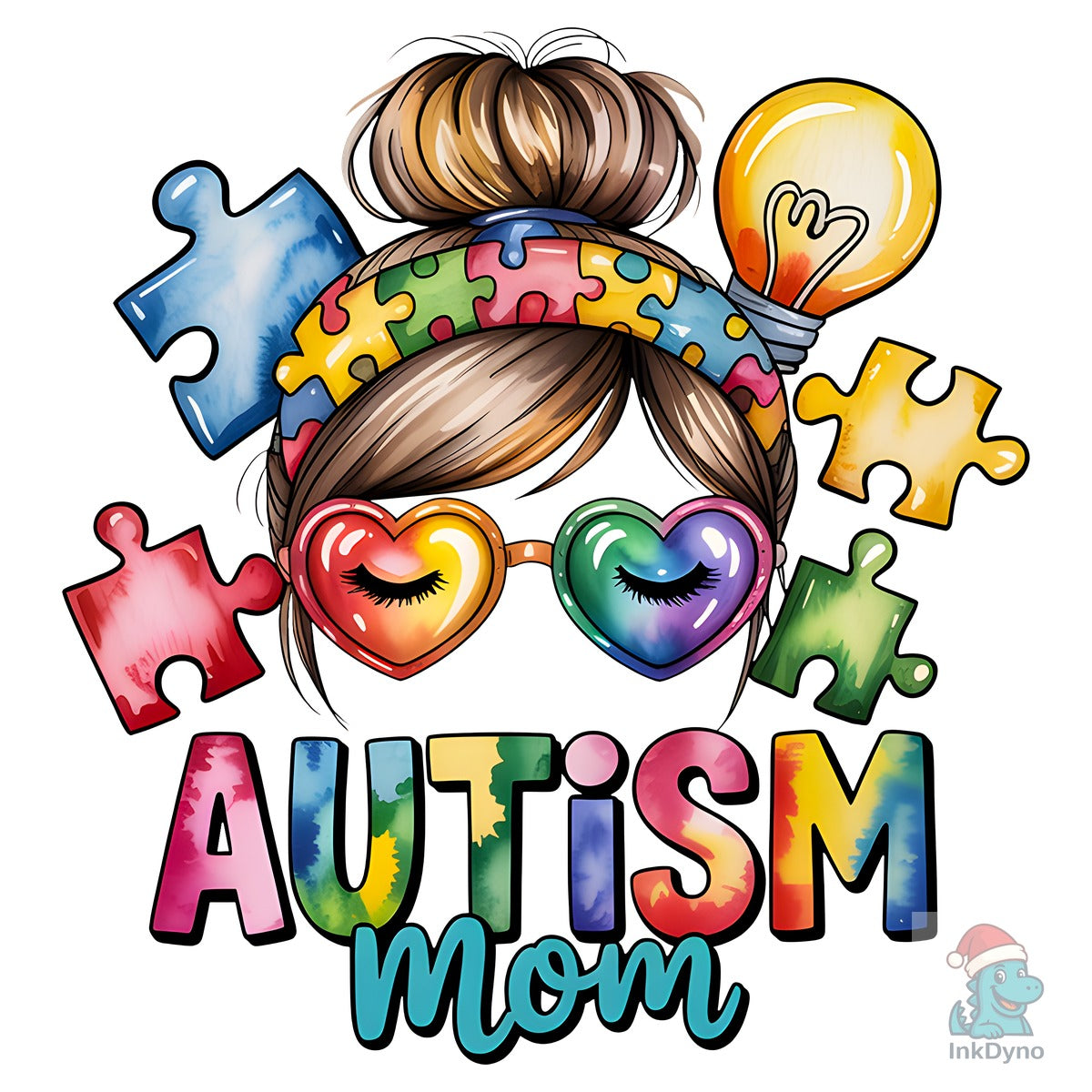 Autism Mom Afro Messy Bun