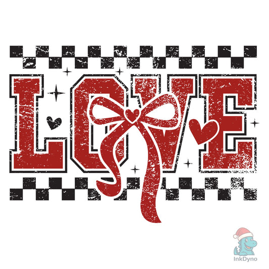 Love Bow Retro Varsity Love out - DTF Transfer