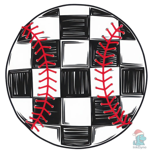 Checkered Baseball Ball Game Day - DTF Transfer