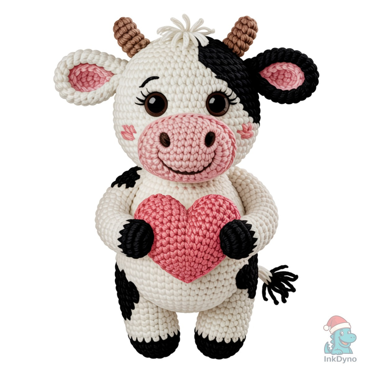 Crochet Cow Holding Heart