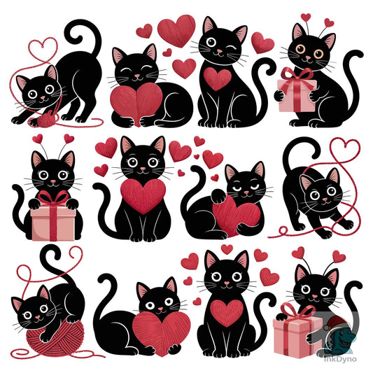 Cute Cat Meow Valentine's Day - DTF Transfer