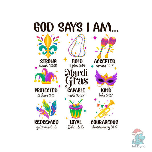 God Says I Am Mardi Gras - DTF Transfer