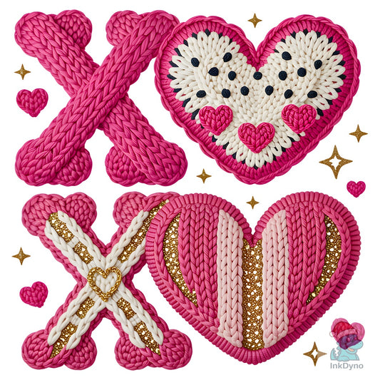 Yarn Crochet XOXO Valentine's Heart - DTF Transfer