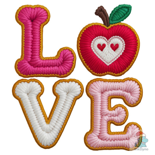 Faux Yarn Love Apple School Teacher Life - DTF Transfer