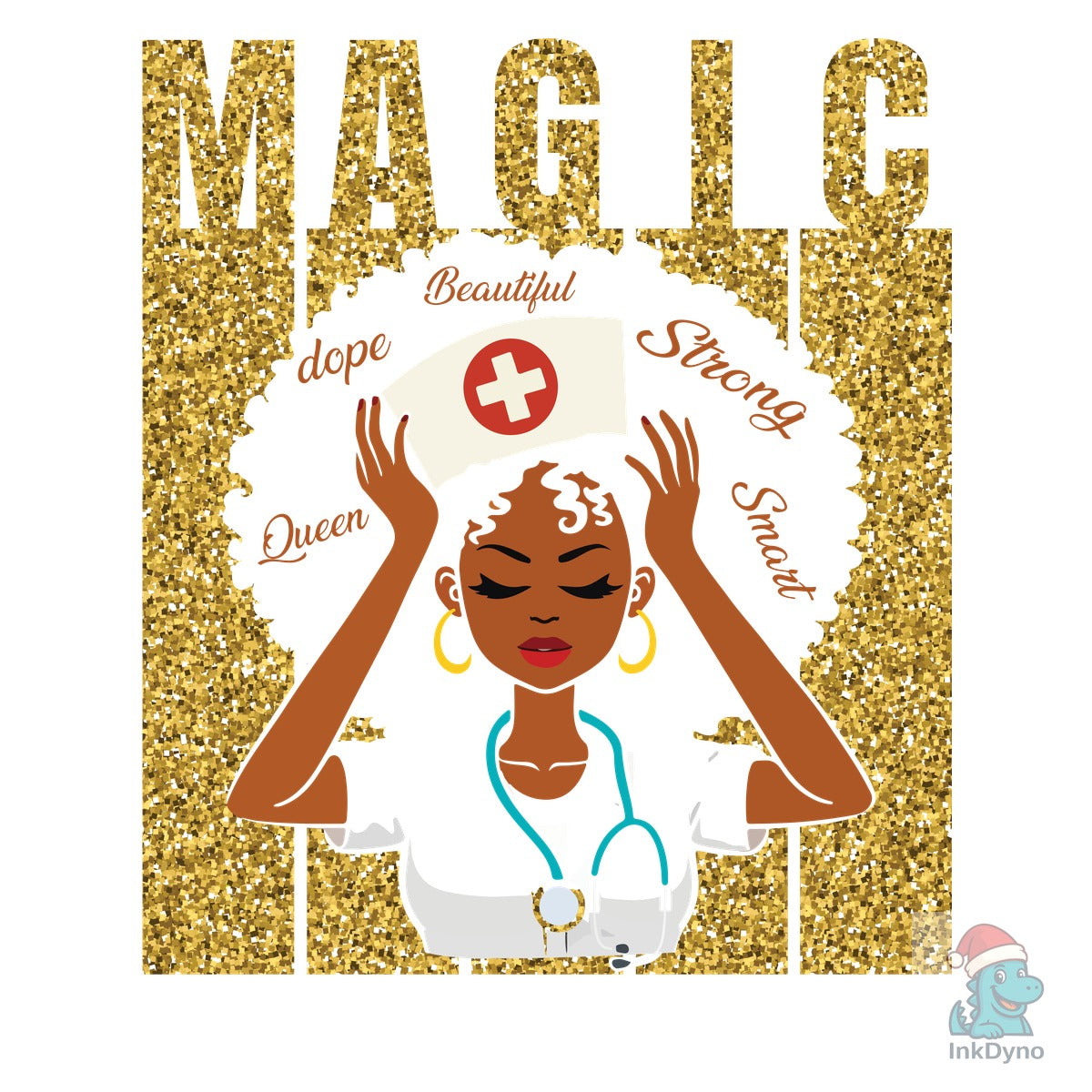 Golden Glitter Black Nurse Magic