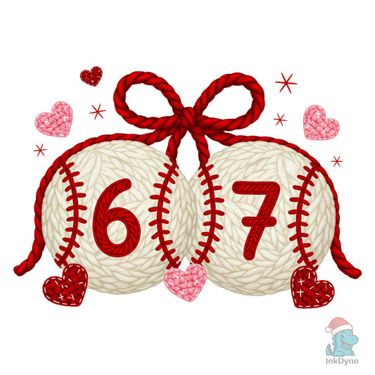 Yarn Baseball 67 Valentine Love - DTF Transfer