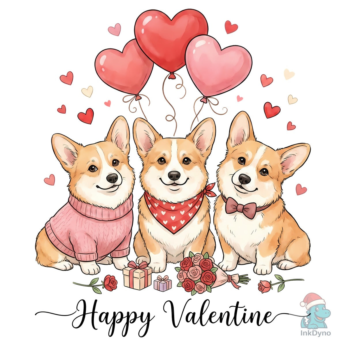 Cute Corgi Valentine's Day Sublimation