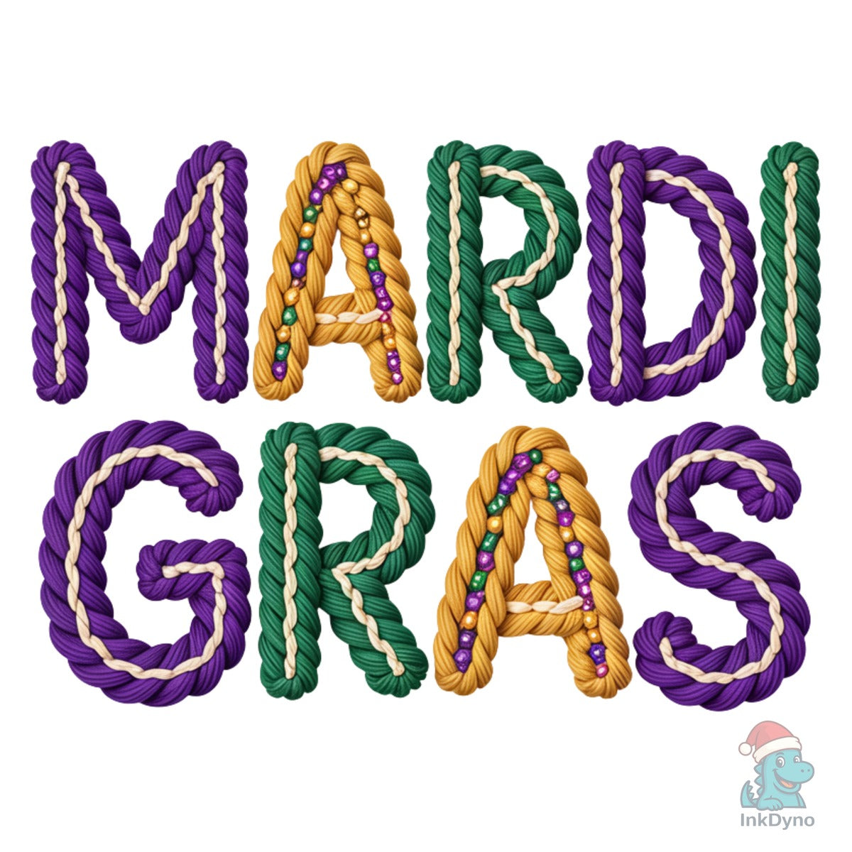 Faux Yarn Mardi Gras Letters Design