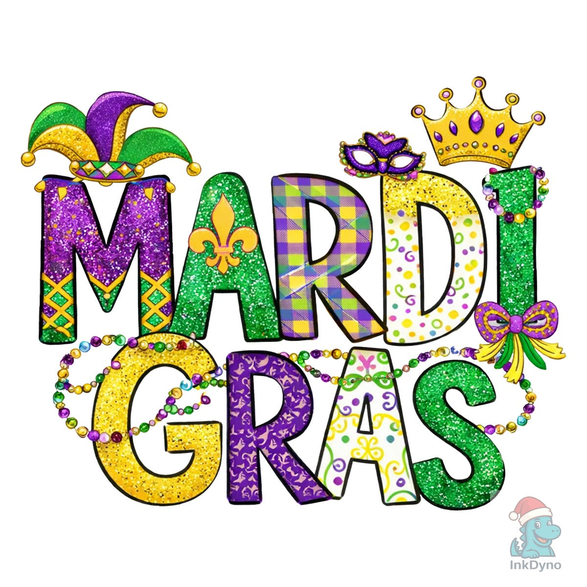 Glitter Mardi Gras Doodles Mardi