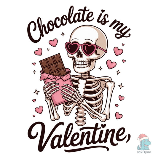 Chocolate is My Valentine Skeleton - DTF Transfer
