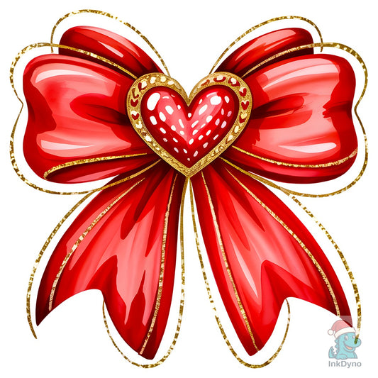 Valentine Coquette Glitter Heart Bow - DTF Transfer