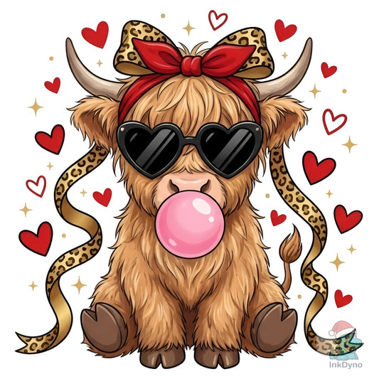 Coquette Valentine Highland Cow - DTF Transfer