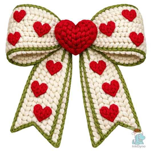 Crochet Valentine's Day Bow - DTF Transfer