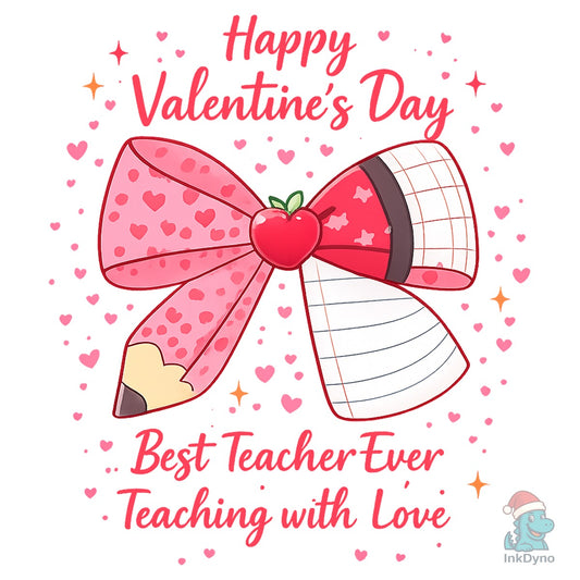 Teacher Valentine Coquette Bow Pencil - DTF Transfer
