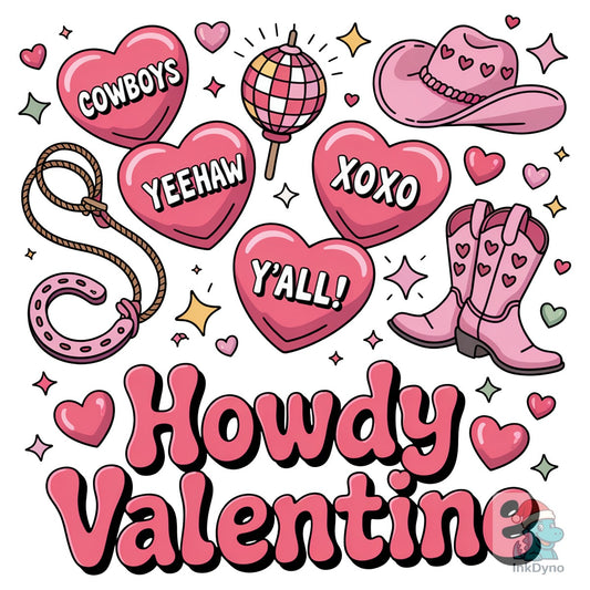 Western Valentines Howdy Valentine - DTF Transfer