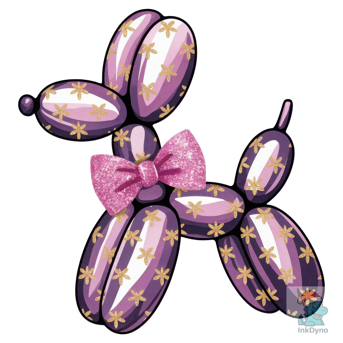 Floral Balloon Dog Coquette Bow