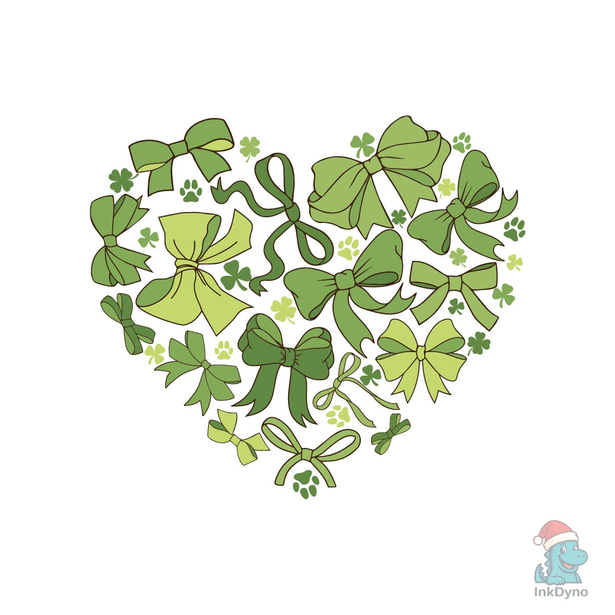 Green Bow Heart Cut File