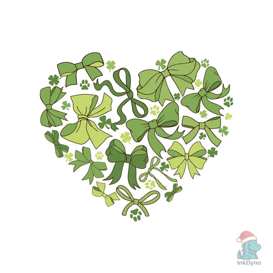 Green Bow Heart Cut File - DTF Transfer