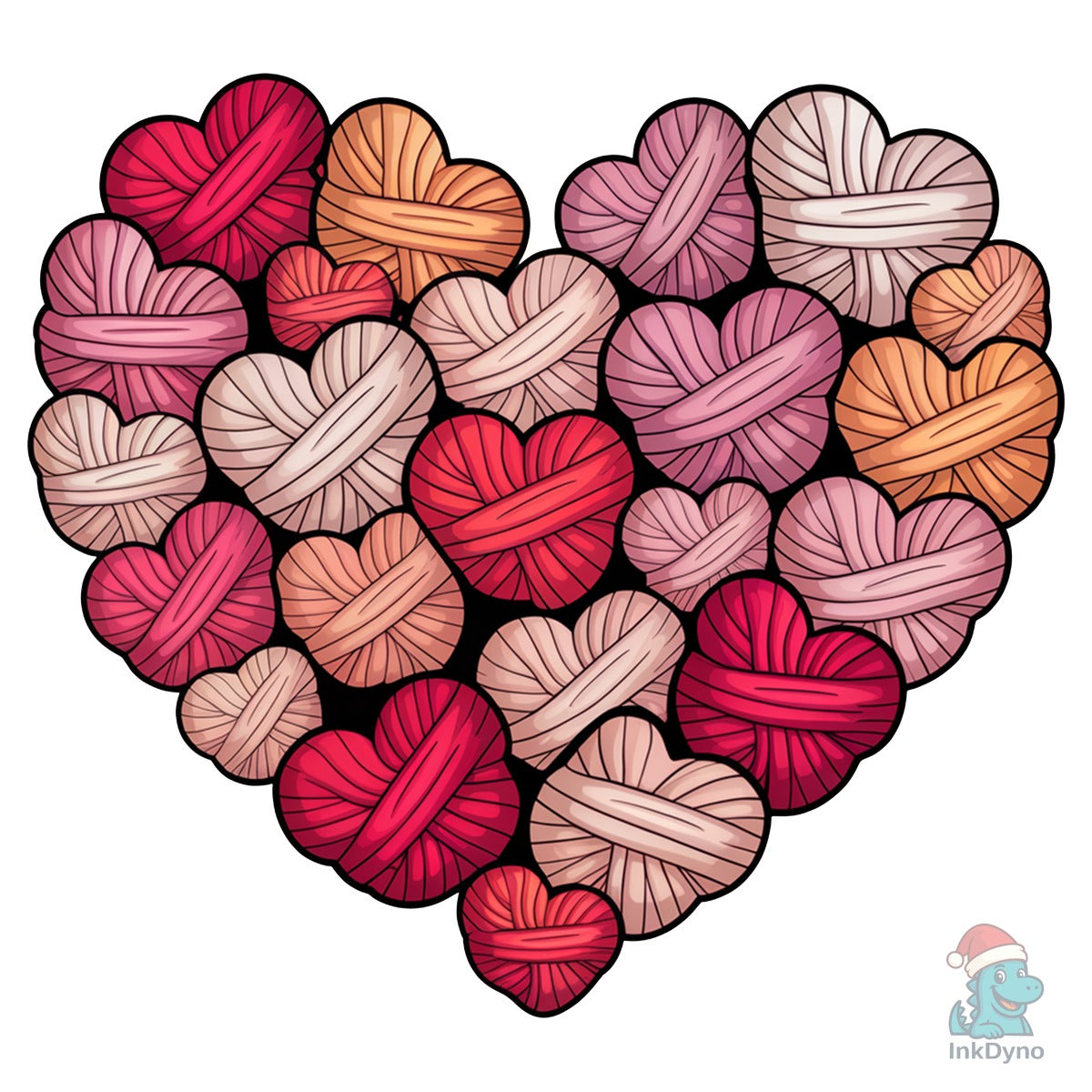 Faux Knitted Love Heart Pink