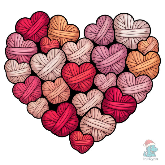 Faux Knitted Love Heart Pink - DTF Transfer