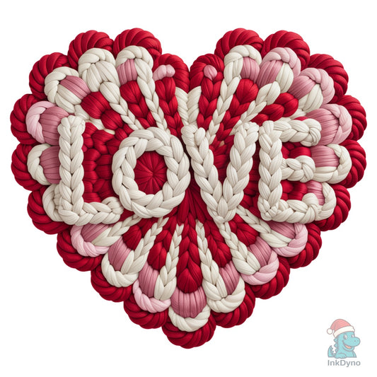 Knitted Heart LOVE Badge Valentine - DTF Transfer