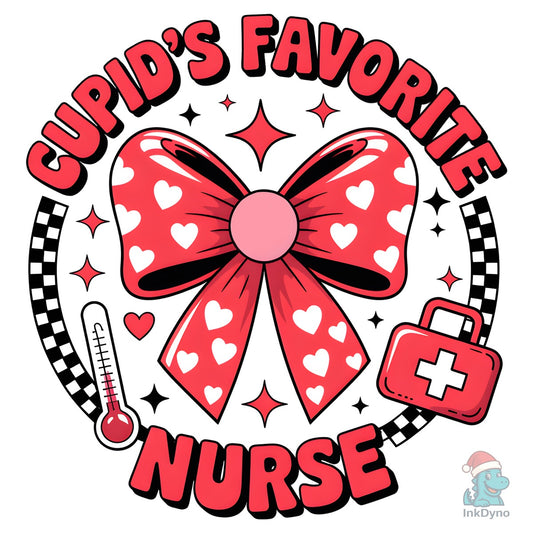 Nurse Coquette Bow Cupid's Favorite - DTF Transfer