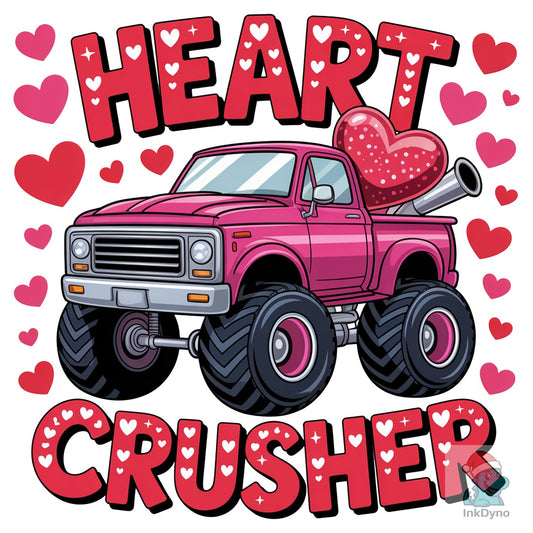 Valentine Monster Truck Heart Crush - DTF Transfer