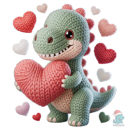 Cute Crochet Dinosaur Valentine - DTF Transfer