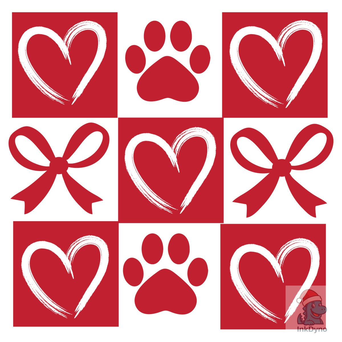 Retro Checkered Dog Paw Valentine
