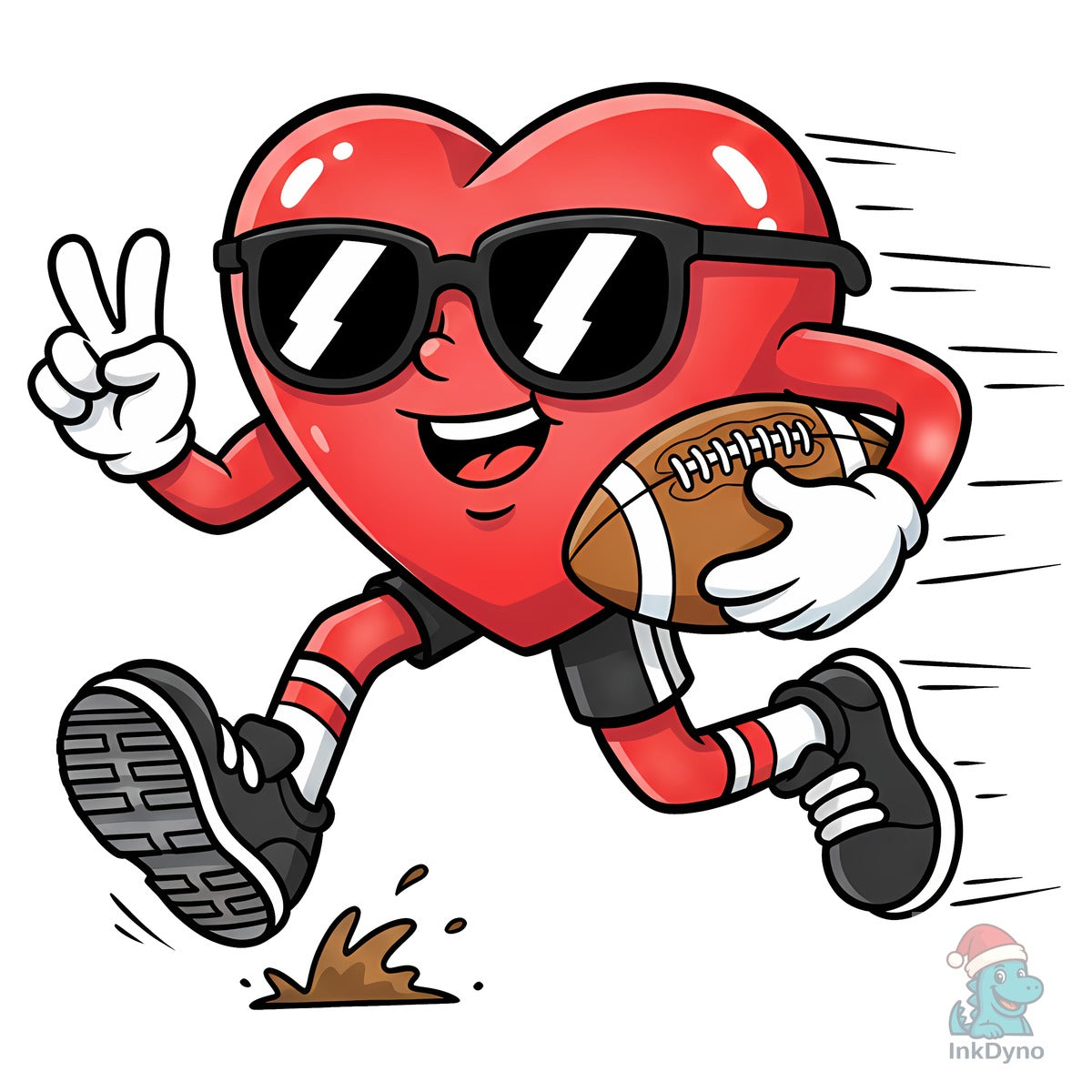 Cool Heart Character Playing Football