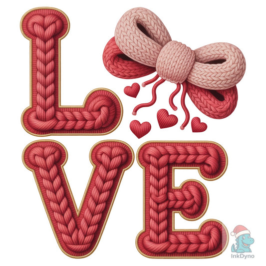 Crochet Valentine Love Bow - DTF Transfer