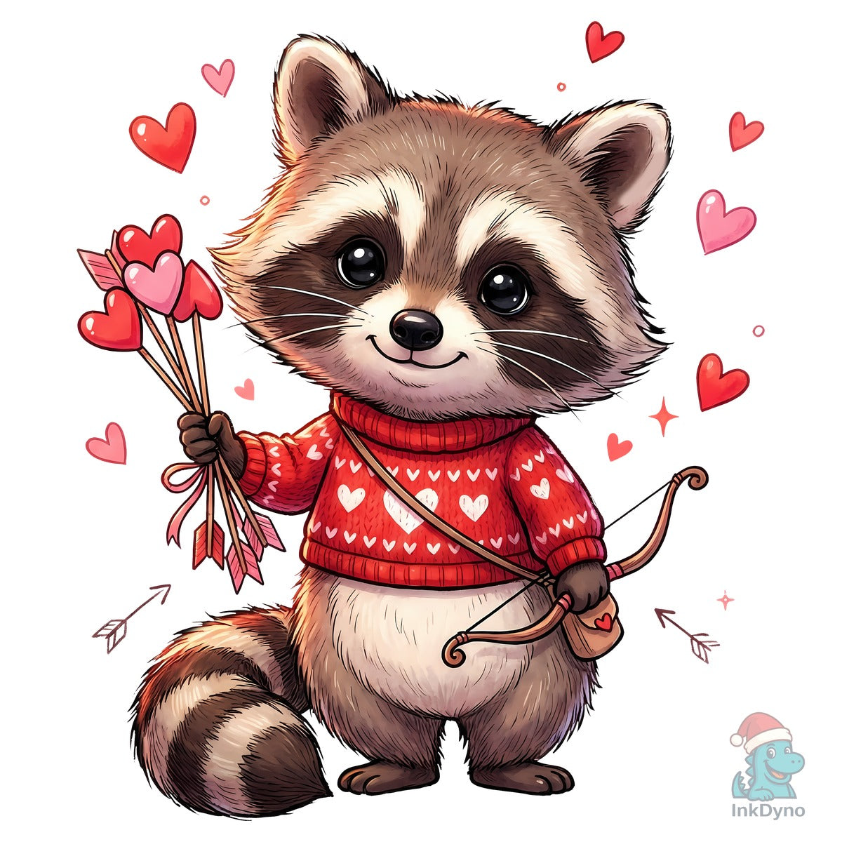 Cute Valentine Raccoon Cupid Sublimation