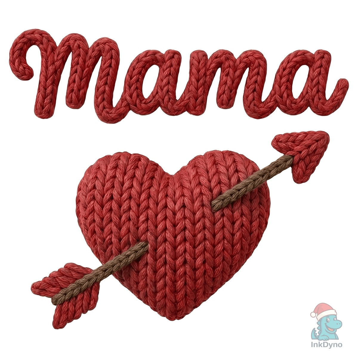 Faux Yarn Knitted Mama Love Heart