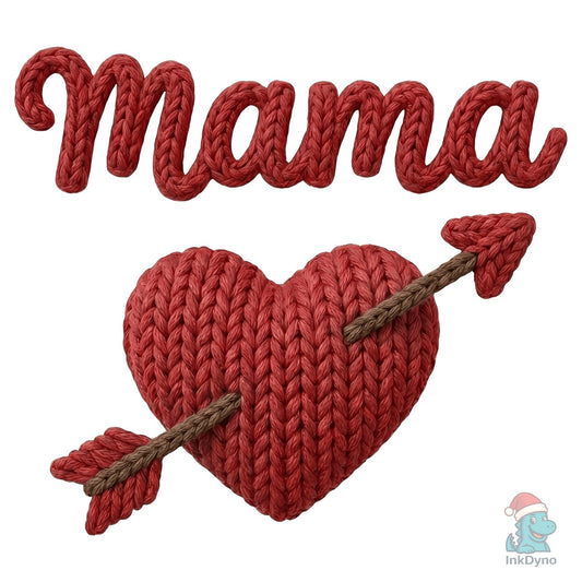 Faux Yarn Knitted Mama Love Heart - DTF Transfer