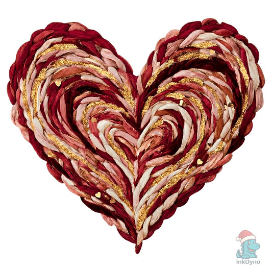 Faux Yarn Knitted Valentine Heart Love - DTF Transfer
