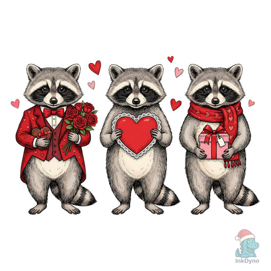 Cute Valentine Raccoon V-Day - DTF Transfer